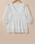 Julie Lace Crochet Hollowed Scallop Blouse
