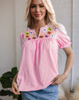 Hadlee Floral Embroidered V Neck Blouse