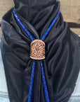 35X35" Solid Black Wild Rag / Scarf - Leather Slide and Bolo Tie