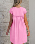 Keily Frilled Trim Loose Fit Mini Dress