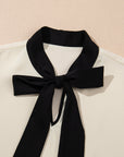 Stripe Contrast Bow Neckline Blouse