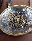 18 Inch 3D Dark Brown Leather Floral Boys Youth Cowboy Basic Belt