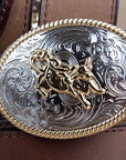 18 Inch 3D Dark Brown Leather Floral Boys Youth Cowboy Basic Belt