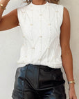 Pearl Cable Knit Sleeveless Sweater