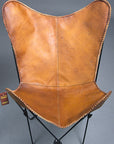 Genuine Leather Butterfly Chair Folding Lounge Modern Sling Accent Seat