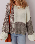 Colorblock Tie-Back Drop Shoulder Sweater
