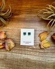 Zuni-Made Kingman Turquoise Square Stud Earrings by Davis Kaamasee – Sterling Silver