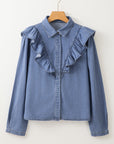 Trinity Denim Ruffled Casual Top