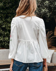 Skylar Flower Lace-up Babydoll Blouse
