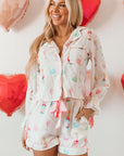 Christmas Wine Glass Bow Knot Pajama Set