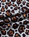 Leopard Floral Patchwork Ribbed Puff Sleeve Top