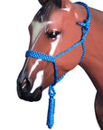Classic Equine Braided Strong Uv Protect Horse Rope Halter W/ 8' Lead Blue