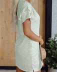 Stripe Ruffle Sleeve T-Shirt Dress