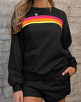 Colorblock Stripe Pullover and Shorts Set