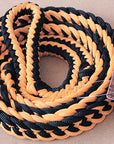 Hilason Braided Poly Barrel Racing Contest Flat Reins 1" X 8Ft Tan Black