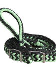 Hilason Braided Poly Barrel Racing Contest Flat Reins 1" X 8Ft Tan Black