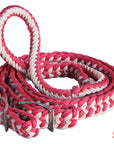 Hilason Braided Poly Barrel Racing Contest Flat Reins 1" X 8Ft Tan Black