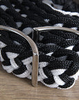 Hilason Braided Poly Barrel Racing Contest Flat Reins 1" X 8Ft Tan Black