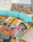 Baha Ranch Retro Pop Western 3-Piece Bedding Set (1 Duvet Cover + 2 Pillow Shams) – 102"×90"