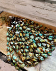 34-Inch Long Turquoise Nugget & Brown Shell Necklace