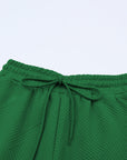 Solid Textured T-Shirt and Drawstring Pants Set