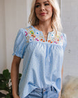 Kenzie Floral Embroidered Puff Sleeve Blouse