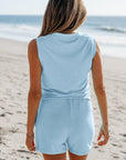 Linda Ribbed Button V Neck Set