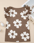 Vada Floral Textured Ruffled Sleeve Blouse