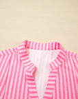 Stripe V-Neck Flare Sleeve Tiered Mini Dress