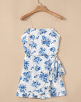 Floral Ruffle Strapless Romper