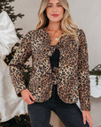 Leopard Quilted Tie Front Jacket