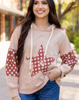 Hallie Star Pattern Drawstring Hoodie