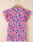 Arlet Abstract Ruffled Sleeve V Neck Blouse