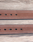 30" G Bar D 1.5" Suede Leather Mens Cowboy Stitched Belt W/ Harness Buckle Rust