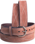 30" G Bar D 1.5" Suede Leather Mens Cowboy Stitched Belt W/ Harness Buckle Rust