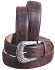 42" Roper Western 1.5" Gator Print Leather Cowboy Mens Belt Silver Buckle Cognac