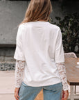 Hallie Lace Long Sleeve Insert Drop Shoulder Top