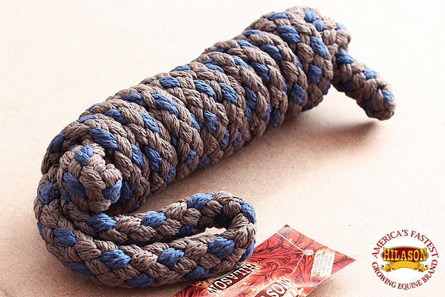 Hilason Horse Riding Poly Lead Rope Brown Tan  1/4" X 8 Ft.