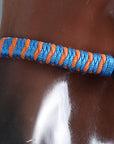 Hilason Horse Poly Rope Tied Adjustable Halter 8 Ft Lead Rope Black Orange Blue