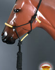 Hilason Horse Poly Rope Tied Adjustable Halter 8 Ft Lead Rope Black Orange Blue
