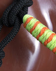Hilason Horse Poly Rope Tied Adjustable Halter 8 Ft Lead Rope Black Orange Blue
