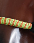 Hilason Horse Poly Rope Tied Adjustable Halter 8 Ft Lead Rope Black Orange Blue