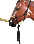 Hilason Horse Poly Rope Tied Adjustable Halter 8 Ft Lead Rope Black Orange Blue
