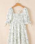 Ariya Floral Shirred Back Puff Sleeve Dress