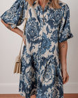 Boho Floral Buttoned Mini Dress