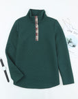 Zara Texture Plaid Trim Sweatshirt