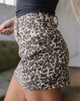 Skyler Leopard Denim Mini Skirt