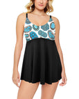 Turquoise Crazy Swim Dress & Shorts Set