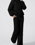 Solid Zip-Up Jacket and Drawstring Pants Set