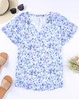 Ellie Flutter Sleeve V Neck Floral Blouse